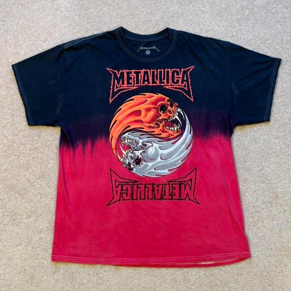 Metallica Pushead Tie Dye Graphic Band T-Shirt XL Thrash Metal Flames‎ Skull